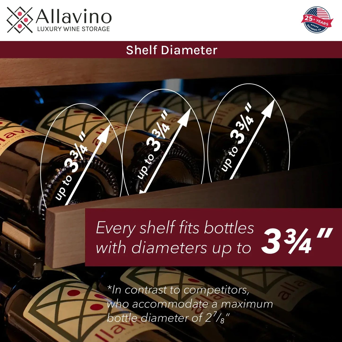 Allavino Reserva Series - 51 Bottle Single or Dual Zone Built-in Luxury Wine Refrigerator with Stainless Steel Door