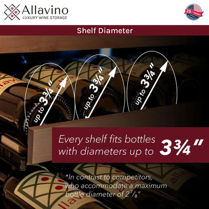 Allavino Reserva Series - 51 Bottle Single or Dual Zone Built-in Luxury Wine Refrigerator with Stainless Steel Door