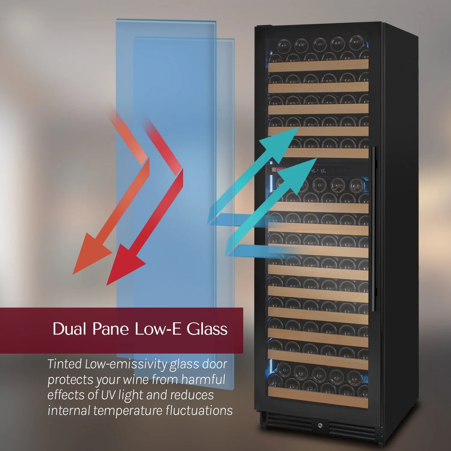 Allavino Reserva Series 172 Bottle Dual Zone Built-in Wine Refrigerator with Black Metal