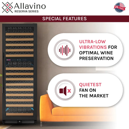 Allavino Reserva Series 172 Bottle Dual Zone Built-in Wine Refrigerator with Black Metal