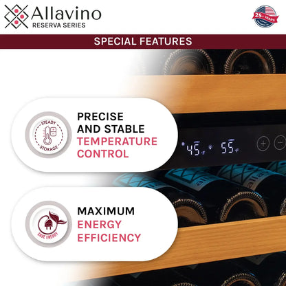 Allavino Reserva Series 172 Bottle Dual Zone Built-in Wine Refrigerator with Black Metal