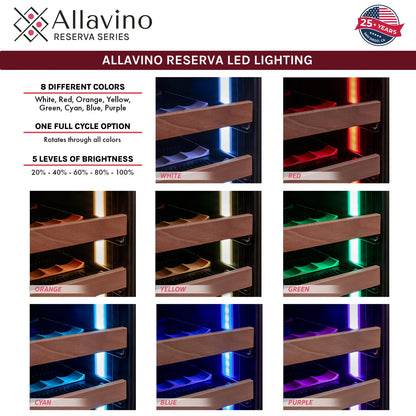 Allavino Reserva Series 172 Bottle Dual Zone Built-in Wine Refrigerator with Stainless Steel
