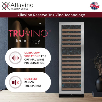 Allavino Reserva Series 172 Bottle Dual Zone Built-in Wine Refrigerator with Stainless Steel