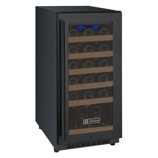 Allavino 15" Wide FlexCount II Tru-Vino 30 Bottle Single or Dual Zone Black Wine Refrigerator