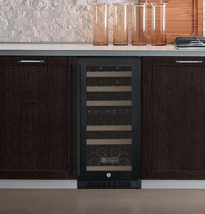 Allavino 15" Wide FlexCount II Tru-Vino 30 Bottle Single or Dual Zone Black Wine Refrigerator