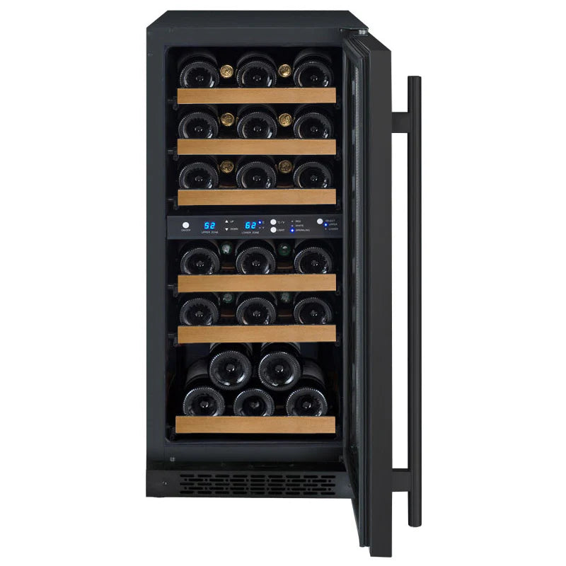 Allavino 15" Wide FlexCount II Tru-Vino 30 Bottle Single or Dual Zone Black Wine Refrigerator
