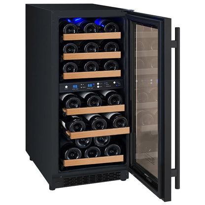 Allavino 15" Wide FlexCount II Tru-Vino 30 Bottle Single or Dual Zone Black Wine Refrigerator