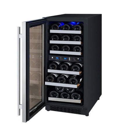 Allavino 15" Wide FlexCount II Tru-Vino 30 Bottle Single or Dual Zone Stainless Steel Wine Refrigerator