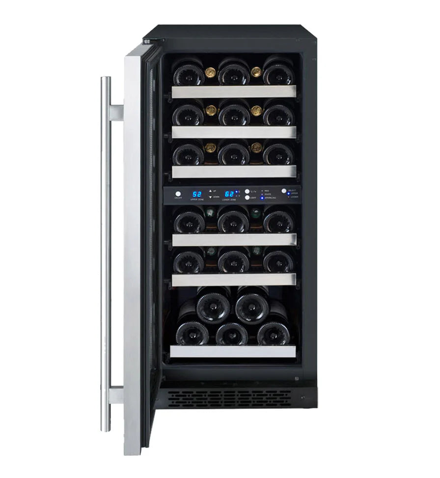 Allavino 15" Wide FlexCount II Tru-Vino 30 Bottle Single or Dual Zone Stainless Steel Wine Refrigerator