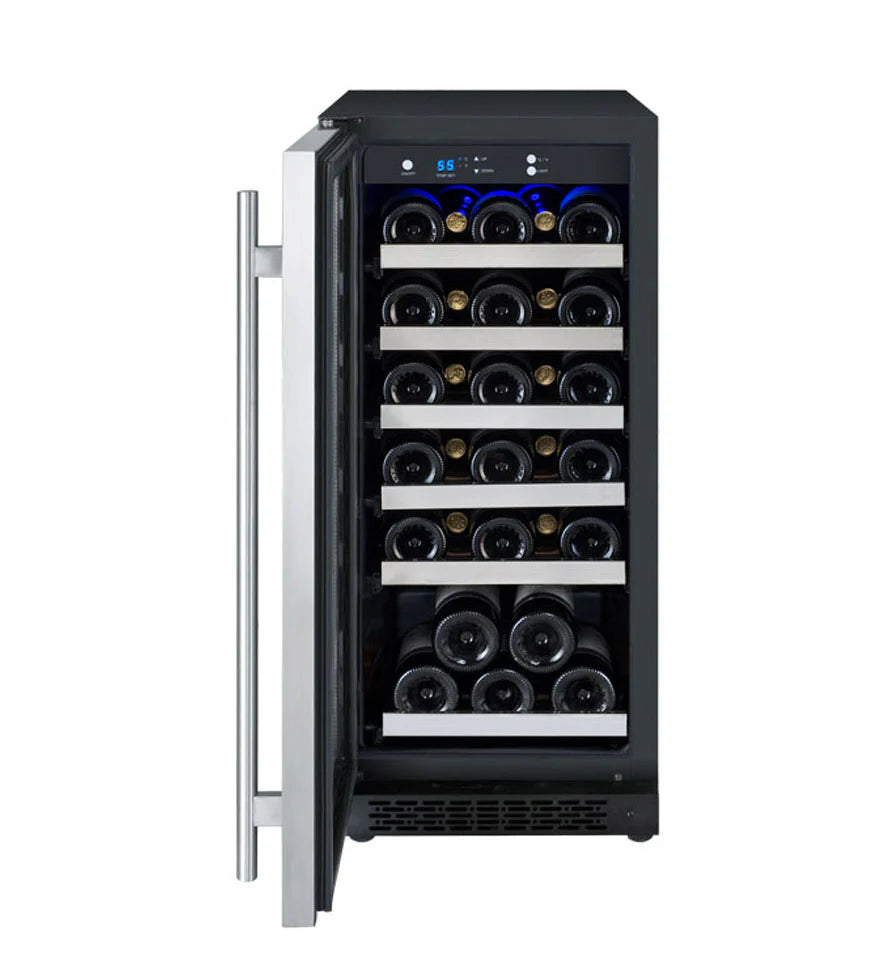 Allavino 15" Wide FlexCount II Tru-Vino 30 Bottle Single or Dual Zone Stainless Steel Wine Refrigerator