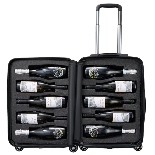 Wine Bottle Suitcase | Holds 10 Standard 750 ML Size Bottles | Universal Airplane Luggage Case, TSA Approved Wheeled Bag For Professionals and Consumers, Gift For Wine Lovers & Connoisseurs (24 IN)
