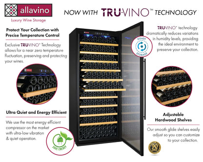Allavino 32" Wide Vite II Tru-Vino 277 Bottle Single Zone Black with Framed Glass Wine Refrigerator