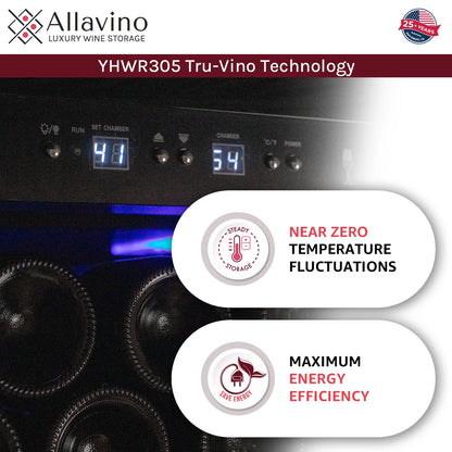 Allavino 32" Wide Vite II Tru-Vino 277 Bottle Single Zone Black with Framed Glass Wine Refrigerator