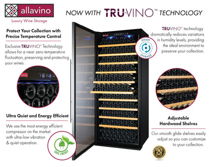 Allavino 32" Wide Vite II Tru-Vino 277 Bottle Single Zone Stainless Steel with Framed Glass Wine Refrigerator
