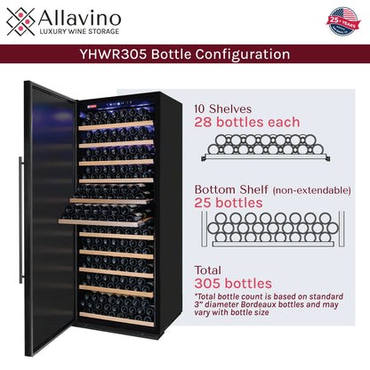 Allavino 32" Wide Vite II Tru-Vino 277 Bottle Single Zone Black Wine Refrigerator
