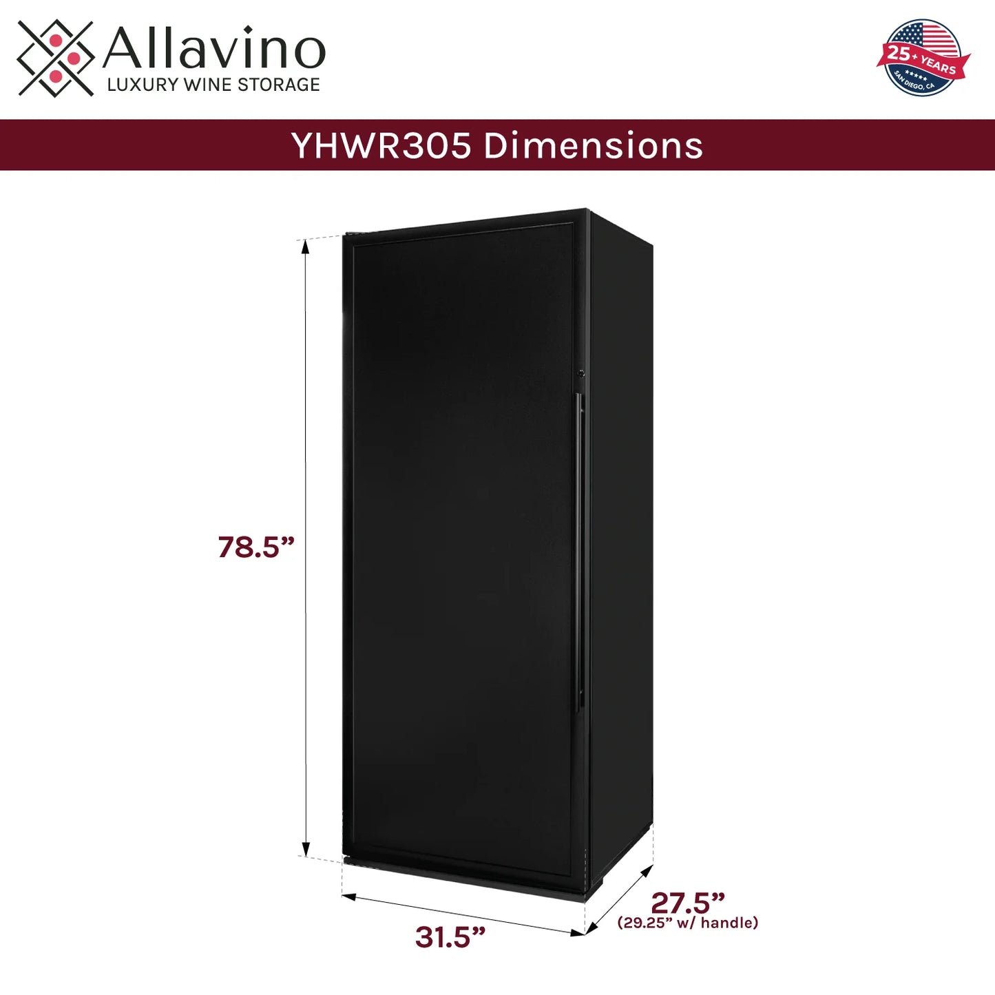 Allavino 32" Wide Vite II Tru-Vino 277 Bottle Single Zone Black Wine Refrigerator