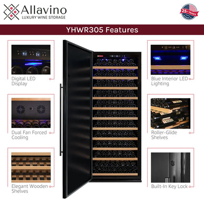 Allavino 32" Wide Vite II Tru-Vino 277 Bottle Single Zone Black Wine Refrigerator