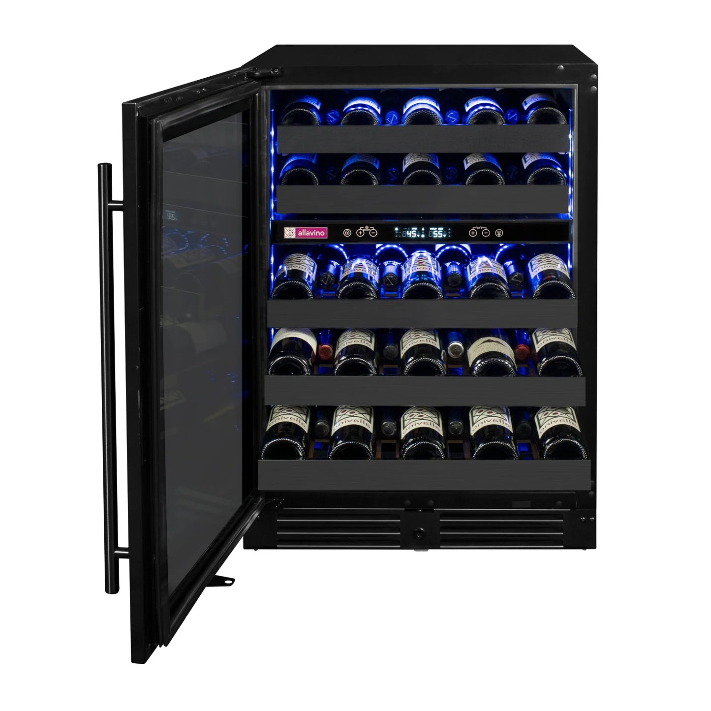 Allavino Reserva Series 50 Bottle 34" Tall Single or Dual Zone Black Stainless Steel Wine Cooler Refrigerator