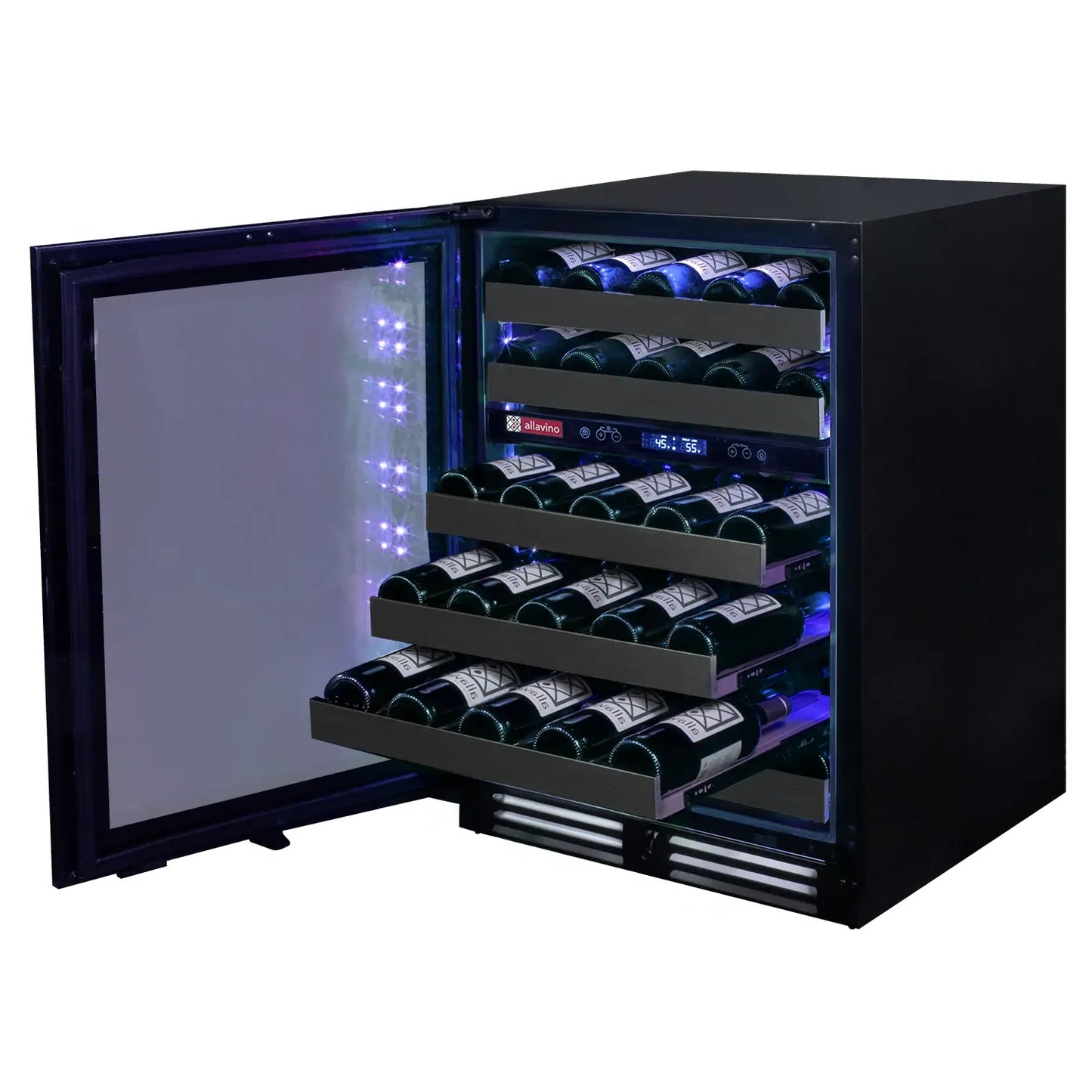 Allavino Reserva Series 50 Bottle 34" Tall Single or Dual Zone Black Stainless Steel Wine Cooler Refrigerator