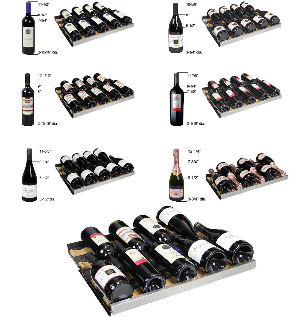 Allavino 24" Wide FlexCount II Tru-Vino 56 Bottle Single or Dual Zone Black Wine Refrigerator