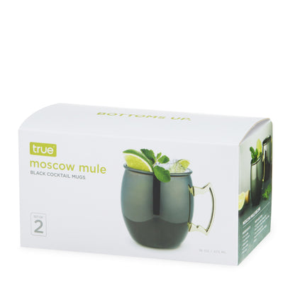 Moscow Mule 16 oz Stainless Steel Mugs in Black & Gold, Set of 2