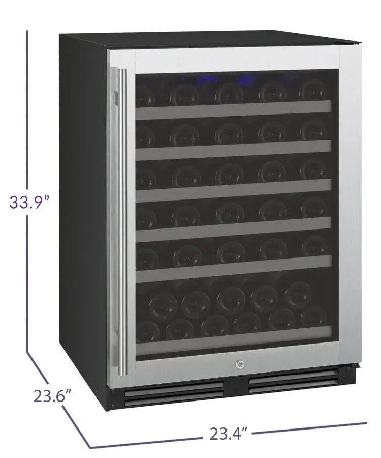 Allavino 24" Wide FlexCount II Tru-Vino 56 Bottle Single or Dual Zone Stainless Steel Wine Refrigerator