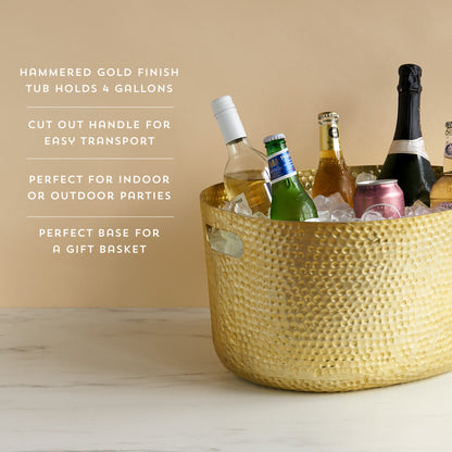 Hammered Metal Tub in Gold