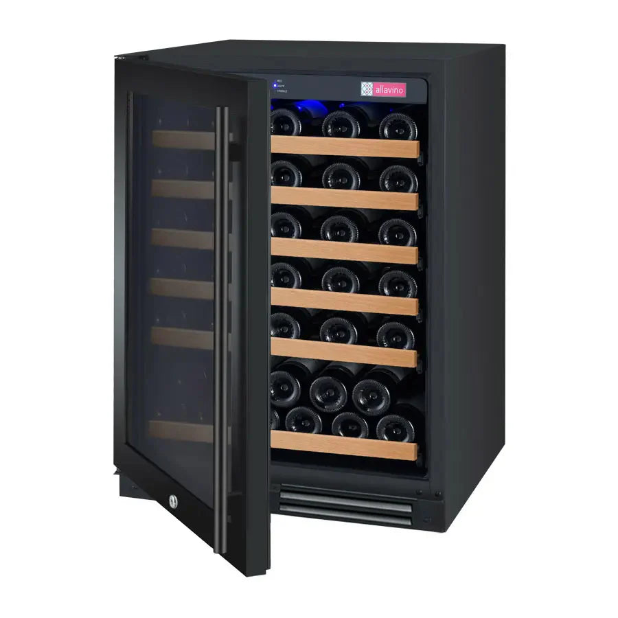 Allavino 24" Wide FlexCount II Tru-Vino 56 Bottle Single or Dual Zone Black Wine Refrigerator