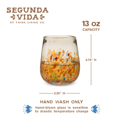 Segunda Vida Artistico Stemless Wine Glasses
