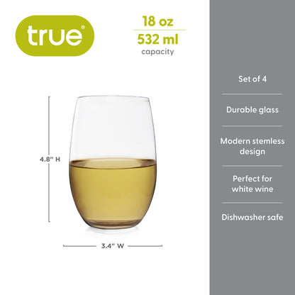 Chateau Stemless White Wine Glasses Set of 4
