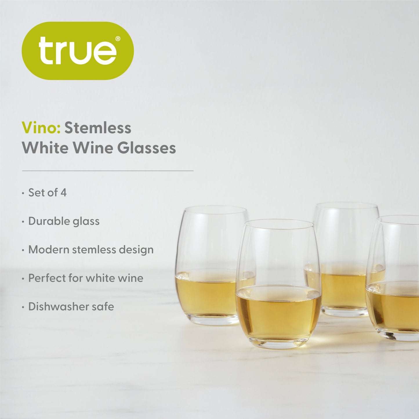 Chateau Stemless White Wine Glasses Set of 4