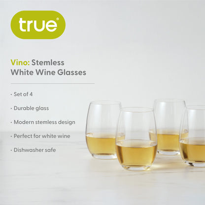 Chateau Stemless White Wine Glasses Set of 4