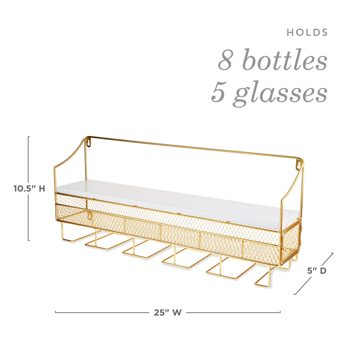 Wall Mounted Wine Rack & Cork Storage in Gold