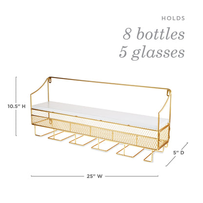 Wall Mounted Wine Rack & Cork Storage in Gold