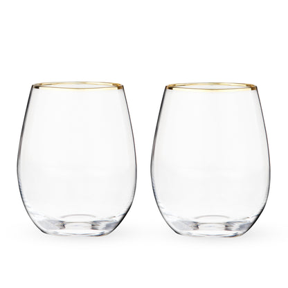 Gilded Stemless Wine Glasses