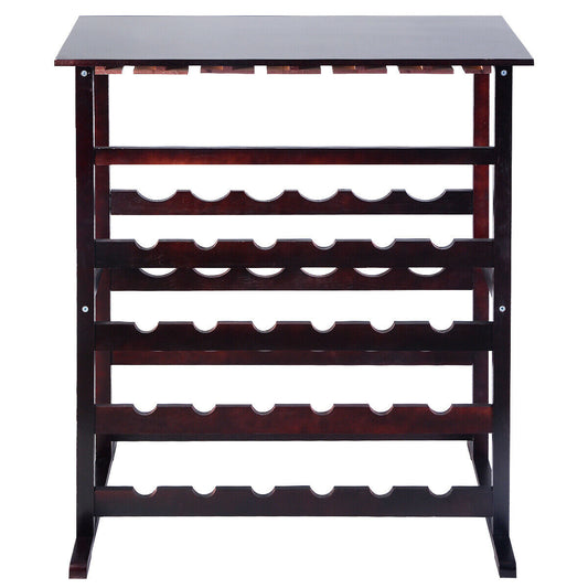 24 Bottle Wood Storage Wine Rack 18 Glass Holder Wine Display Stand
