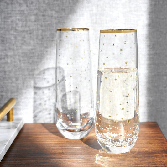 Starlight Stemless Champagne Flutes